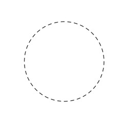 Fototapeta premium Dashed circle shape isolated on white background. Basic geometric round figure with dashed line. Cut here pictogram. Vector outline illustration.