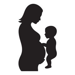 No pregnant icon symbol Vector Black silhouettes. with white background