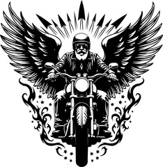 Obraz premium Skeleton Rider on Flaming Chopper vector