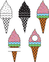  Ice Cream monogram, Ice Cream Cone, Summer, Ice Cream