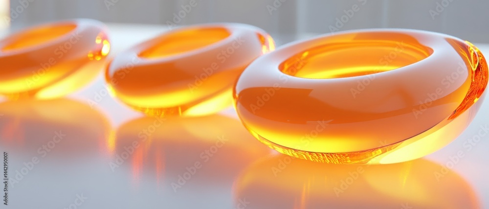 Aufkleber luminous amber rings in a mesmerizing display of light and shadow a captivating composition of geome