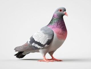Detailed side view of a pigeon with vibrant colors