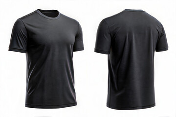 Blank black t-shirt mockup, front and back view, ready for design. Isolated on white background. Ready to replace your design. ready for mockup design.
