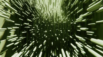 Obraz premium Abstract Green and Black Digital Art with Dynamic Vertical Lines