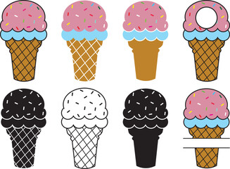 Ice Cream, Ice Cream monogram, Summer, Ice Cream Cone