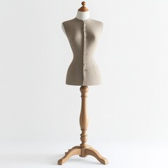 Fototapeta premium Beige fabric mannequin on wooden stand