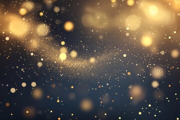 Fototapeta premium Golden glitter particles showering down like confetti against a shimmering background. Perfect for festive occasions and enchanting celebrations filled with sparkle and magic