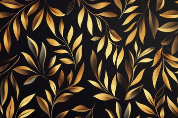 Elegant gold leaf motifs combined with luxurious foliage illustrations and stunning floral patterns for high-end decor and fashion inspiration