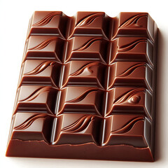 Realistic chocolate bar with segmented squares isolated on white background for confectionery or food design