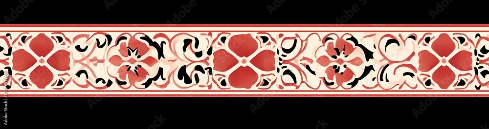 Poster a seamless pattern of symmetrical white and red shapes in an abstract geometric style