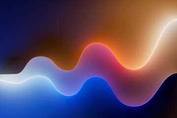 Abstract colorful background in blue and orange neon colors with iridescent gradients and glowing rings. Perfect for website design, advertising, app interfaces, ads, social media and presentations