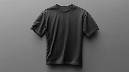 Plain black t-shirt on gray background