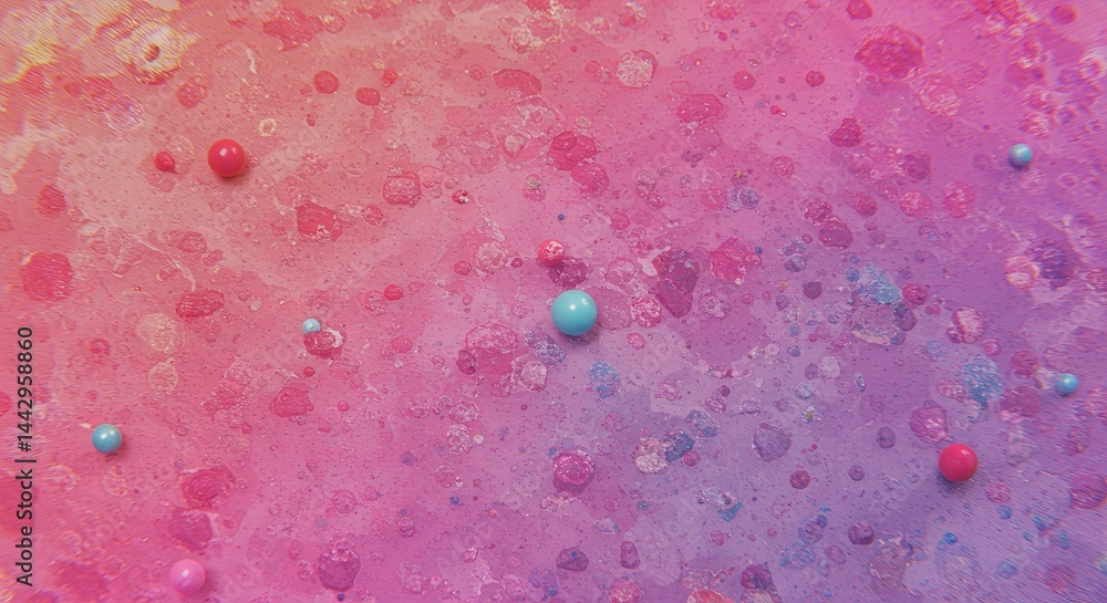 Poster A colorful background with many small round objects scattered throughout