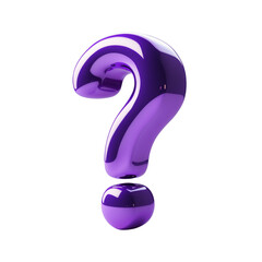 Vibrant purple 3D question mark icon with a glossy finish on white. Ideal for creative, educational, or tech-related content