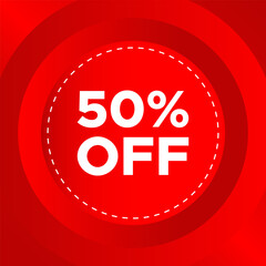 50 percent off special discount offer red banner template 