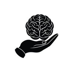 Human Brain in Hand vector illustration