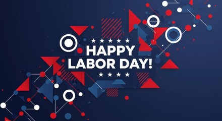 Labor Day Geometric Celebration: Red, White, and Blue Abstract Design.