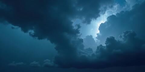 A Dramatic View of a Lightning Strike Piercing Through Dark and Ominous Storm Clouds