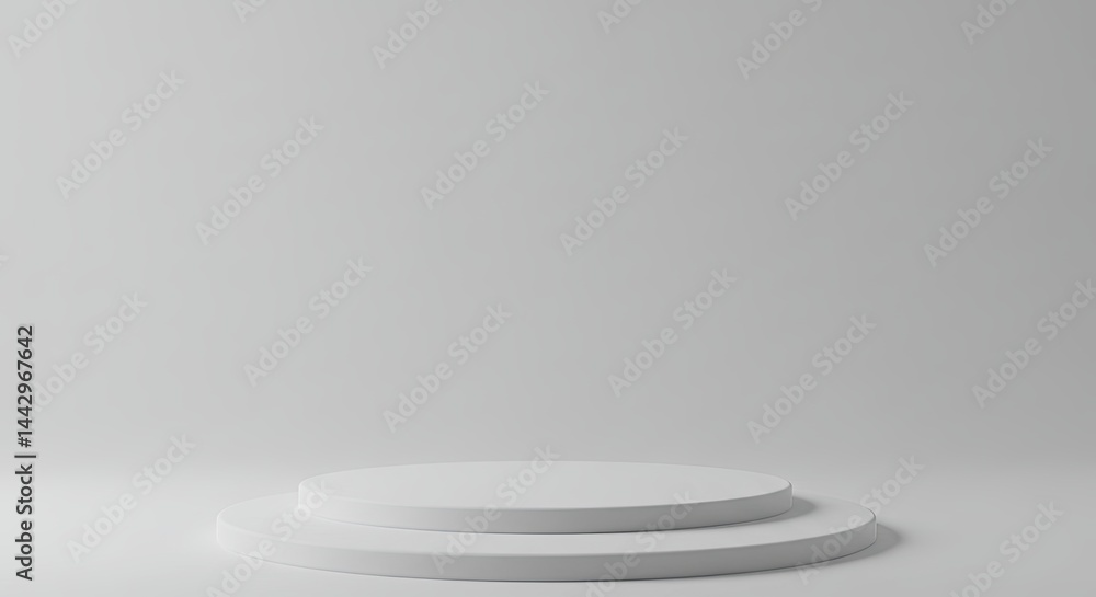 Poster a white stage with two circular platforms