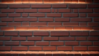 Obraz premium The brick wall features warm, ambient lighting, creating a captivating play of light and shadow.