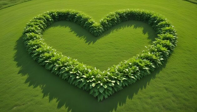 A beautifully crafted heart-shaped hedge stands out in a well-maintained green garden setting. - Powered by Adobe