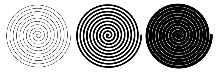 vector abstract Archimedean spiral set. Clip art isolated on transparent background.