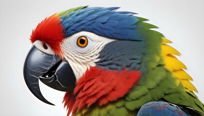 Obraz premium A striking close-up captures the beautiful detail of a macaw's colorful feathers.