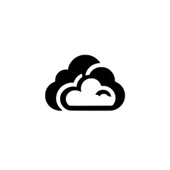 Minimalist Black Cloud Icon - Simple Graphic for Digital Technology, Data Storage, Weather, Network Symbol
