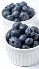 Fresh Blueberries in White Ceramic Bowl with Clipping Path