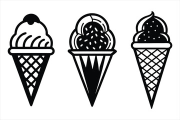 vintage black and white line drawing of an ice cream