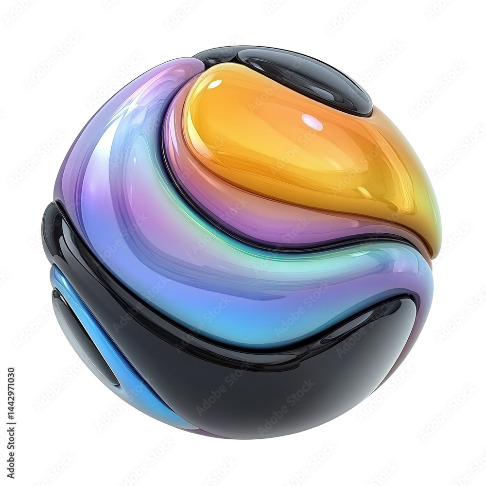 Poster abstract colorful swirling marble with vibrant glossy surface showcasing dynamic fluid shapes and sm