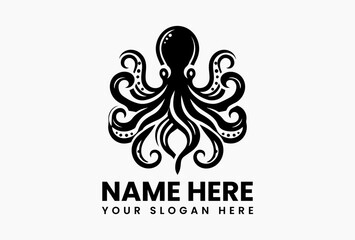 Detailed Octopus Silhouette. Classic Marine Motif