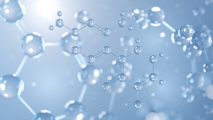 lamotrigine molecular structure 3d, anticonvulsant drug structural chemical formula view from a microscope