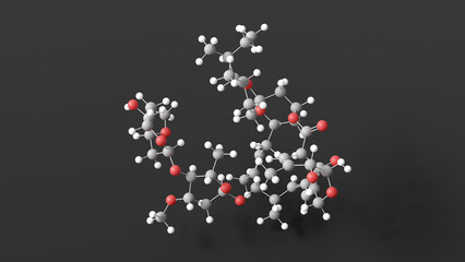 ivermectin b1a molecule 3d, molecular structure, ball and stick model, structural chemical formula antiparasitic agent
