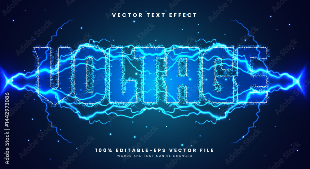 Poster voltage 3d editable text effect template suitable for thunder theme