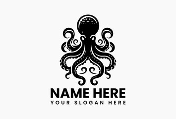 Stylized octopus logo icon in vector format, isolated marine animal illustration on white background for aquatic brand and sea-themed identity 