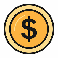 Dollar coin icon vector on white background.