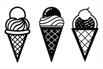 vintage black and white line drawing of an ice cream