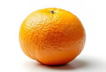 Whole Fresh Orange with Textured Peel on White Background

