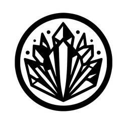 Sharp Geometric Crystal Cluster Logo in Circle - Modern Black and White Abstract Icon Design