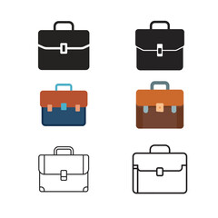 Briefcase icon set. job bag vector icon set. professional work brief case sign. suitcase baggage pictogram.
