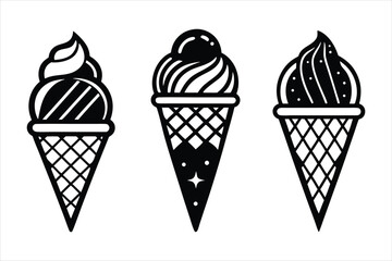 vintage black and white line drawing of an ice cream