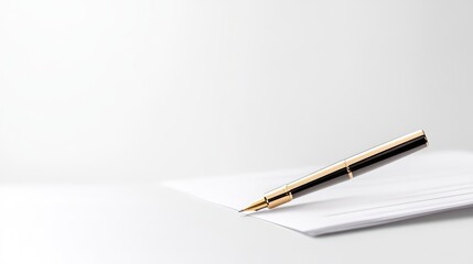 Elegant pen poised over blank paper