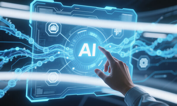 Digital Interface Showing AI Technology and Robotic Process Automation