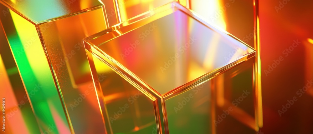 Aufkleber elegant prismatic structure shimmering blocks with vivid light play for an art deco aesthetic
