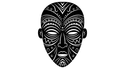 Black vector mask with tribal African patterns