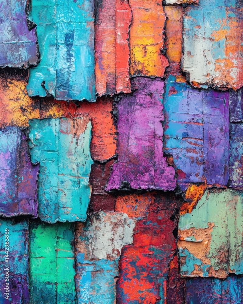 Poster vibrant texture of colorful wooden blocks creates a captivating abstract pattern a symphony of color