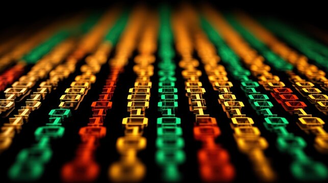 Abstract Binary Code Pattern in Vibrant Colors on Dark Background