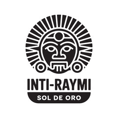 Inti Raymi Sun God Vector Logo - Black and White Icon