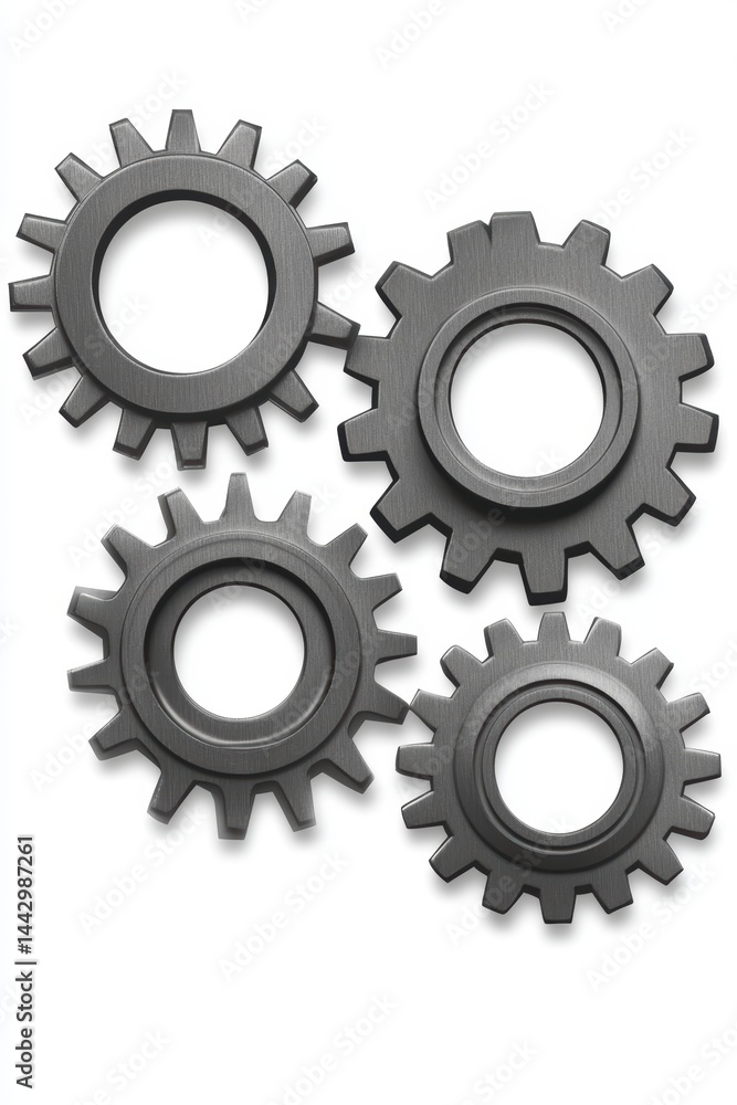 Poster metallic gears forming a conceptual linkage industrial precision in a mechanical and system integrat